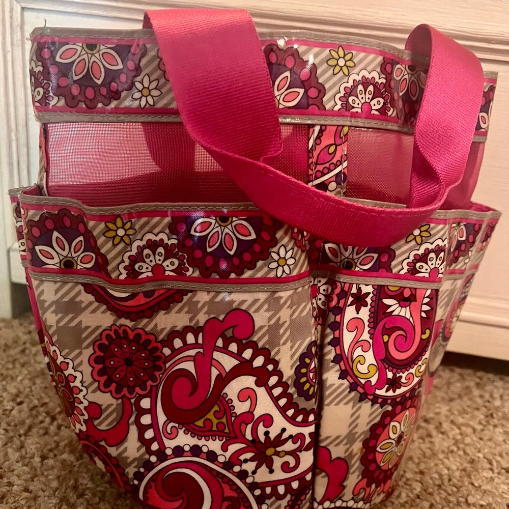 NWOT Vera Bradley Rosy Posies vinyl shower caddy bag - Picture 2 of 3